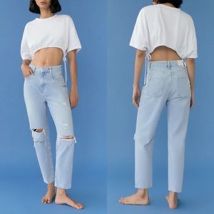 NWT Zara Ripped Mom Fit Jeans